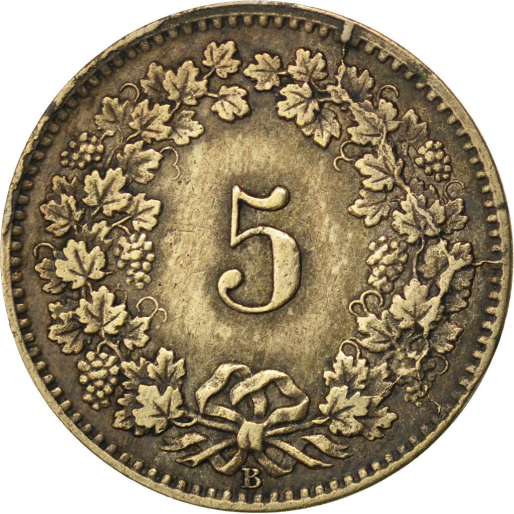 Coin, Switzerland, 5 Rappen, 1872, Bern, AU(50-53), Billon, KM:5