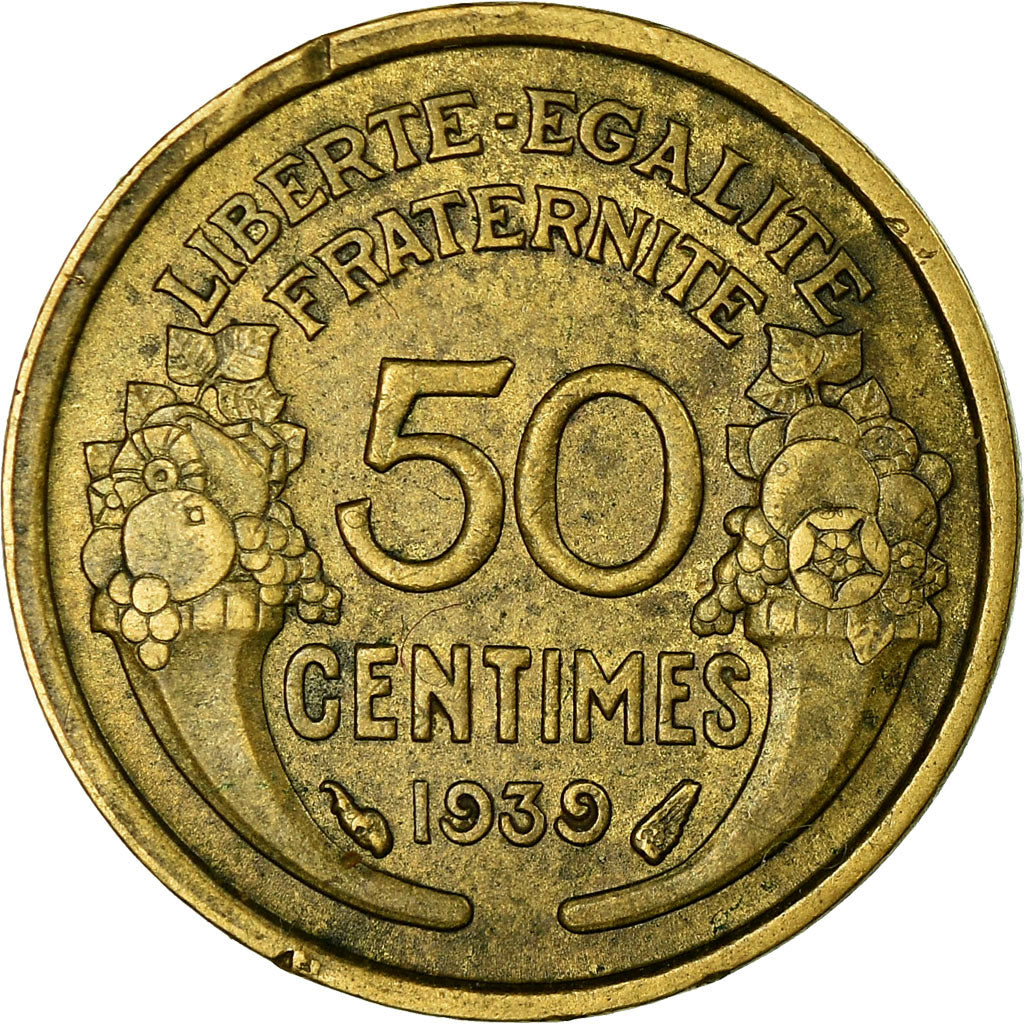 Moneta, Francja, Morlon, 50 Centimes, 1939, Paris, VF(30-35), Aluminium-Brąz