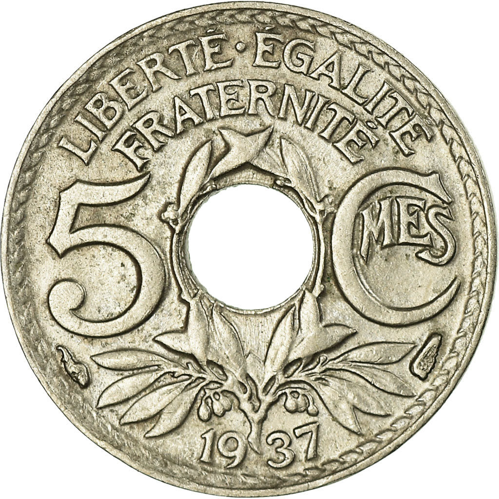 Coin, France, Lindauer, 5 Centimes, 1937, Paris, AU(55-58), Copper-nickel
