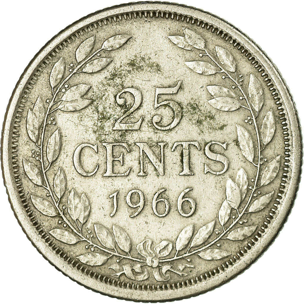 Coin, Liberia, 25 Cents, 1966, EF(40-45), Copper-nickel, KM:16a.1