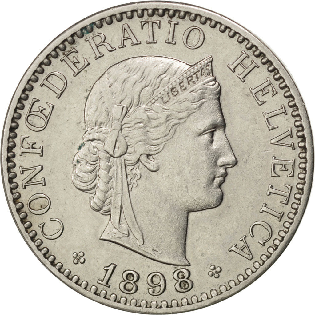 Svizzera, 20 Rappen, 1898, Bern, SPL-, Nichel, KM:29