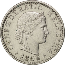 Svizzera, 20 Rappen, 1898, Bern, SPL-, Nichel, KM:29