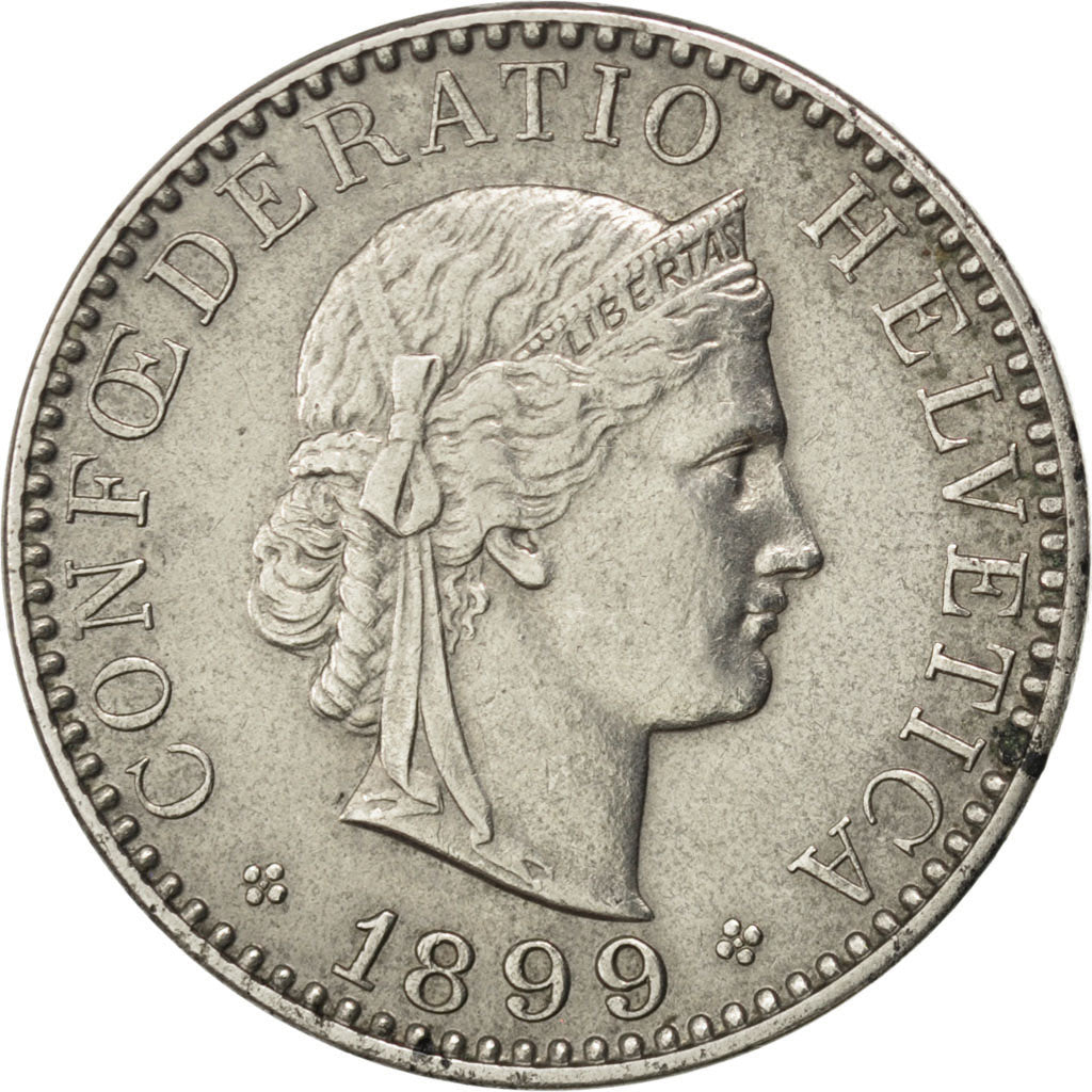 Svizzera, 20 Rappen, 1899, Bern, BB+, Nichel, KM:29