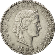 Svizzera, 20 Rappen, 1899, Bern, BB+, Nichel, KM:29