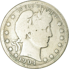Coin, United States, Barber Quarter, Quarter, 1904, U.S. Mint, New Orleans