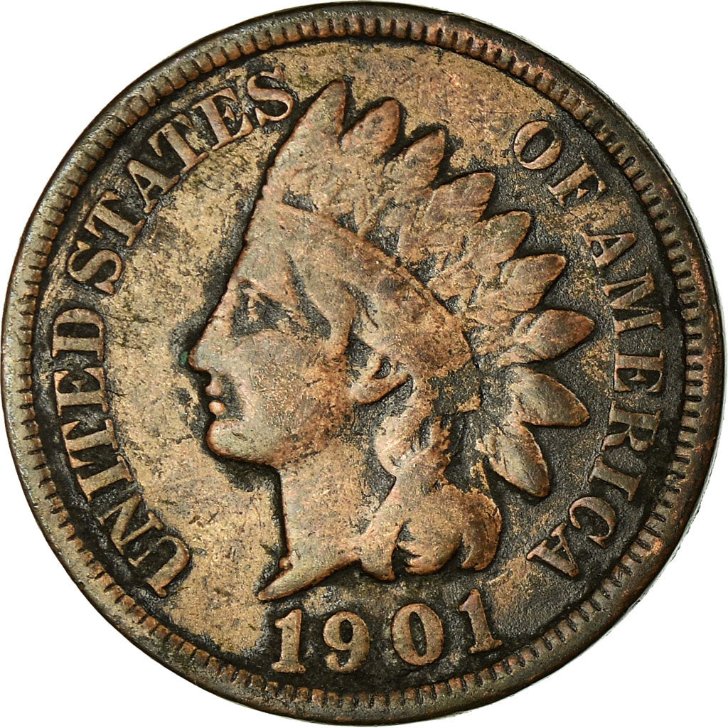 Coin, United States, Indian Head Cent, Cent, 1901, U.S. Mint, Philadelphia