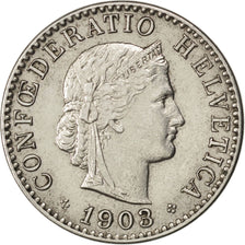 SWITZERLAND, 20 Rappen, 1903, Bern, KM #29, AU(50-53), Nickel, 21.05, 3.97