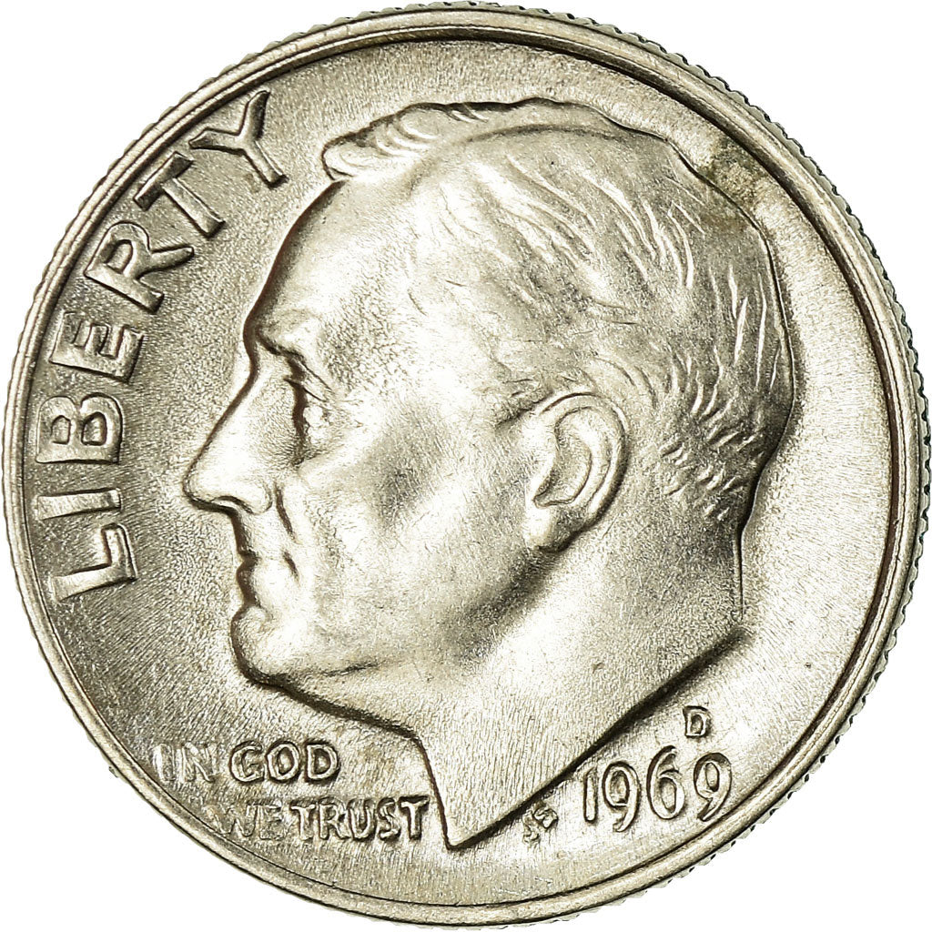 Coin, United States, Roosevelt Dime, Dime, 1969, U.S. Mint, San Francisco