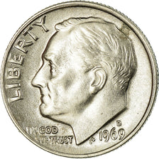 Coin, United States, Roosevelt Dime, Dime, 1969, U.S. Mint, San Francisco
