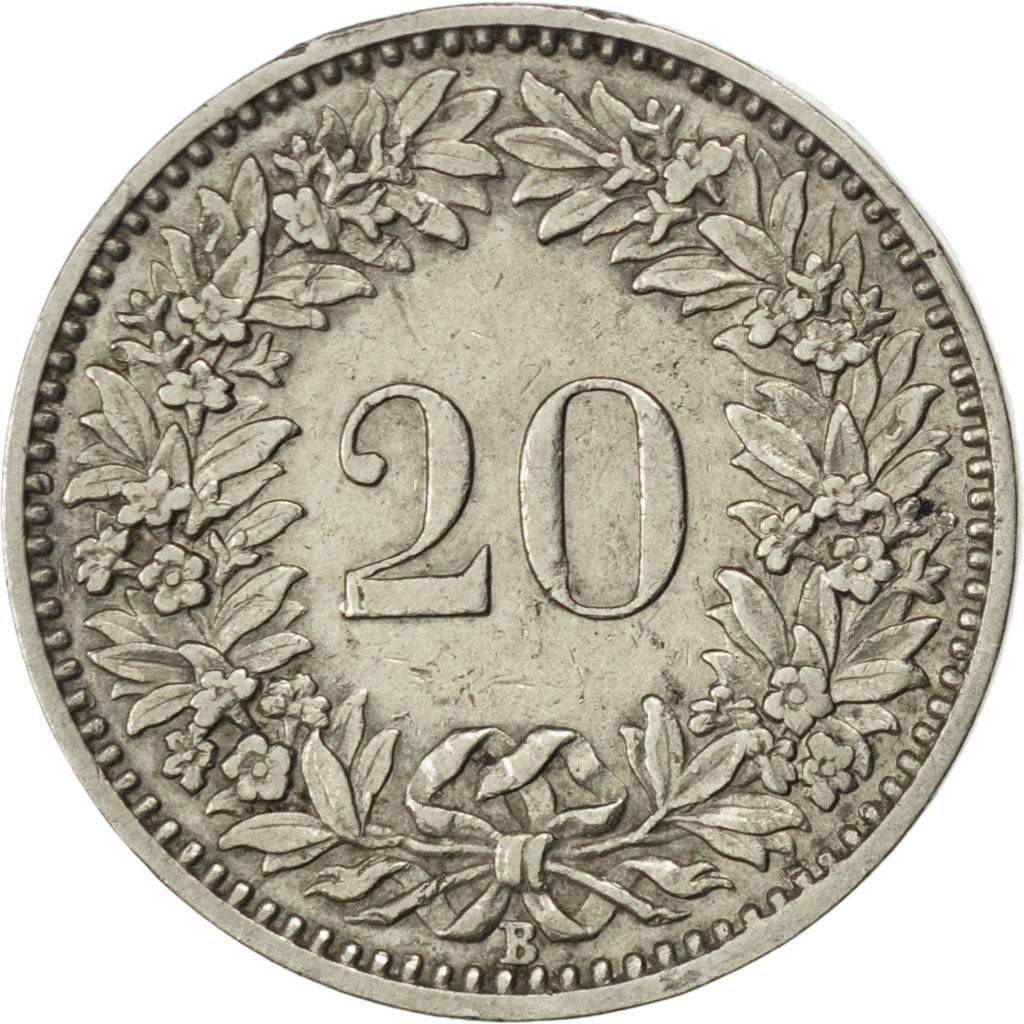 SWITZERLAND, 20 Rappen, 1927, Bern, KM #Pn48, VF(30-35), Nickel, 4.02