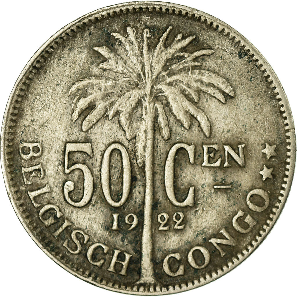 Coin, Belgian Congo, 50 Centimes, 1922, VF(30-35), Copper-nickel, KM:23