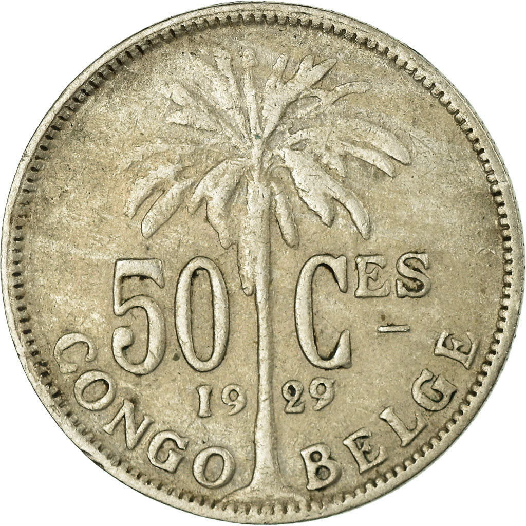 Coin, Belgian Congo, 50 Centimes, 1929, VF(30-35), Copper-nickel, KM:22