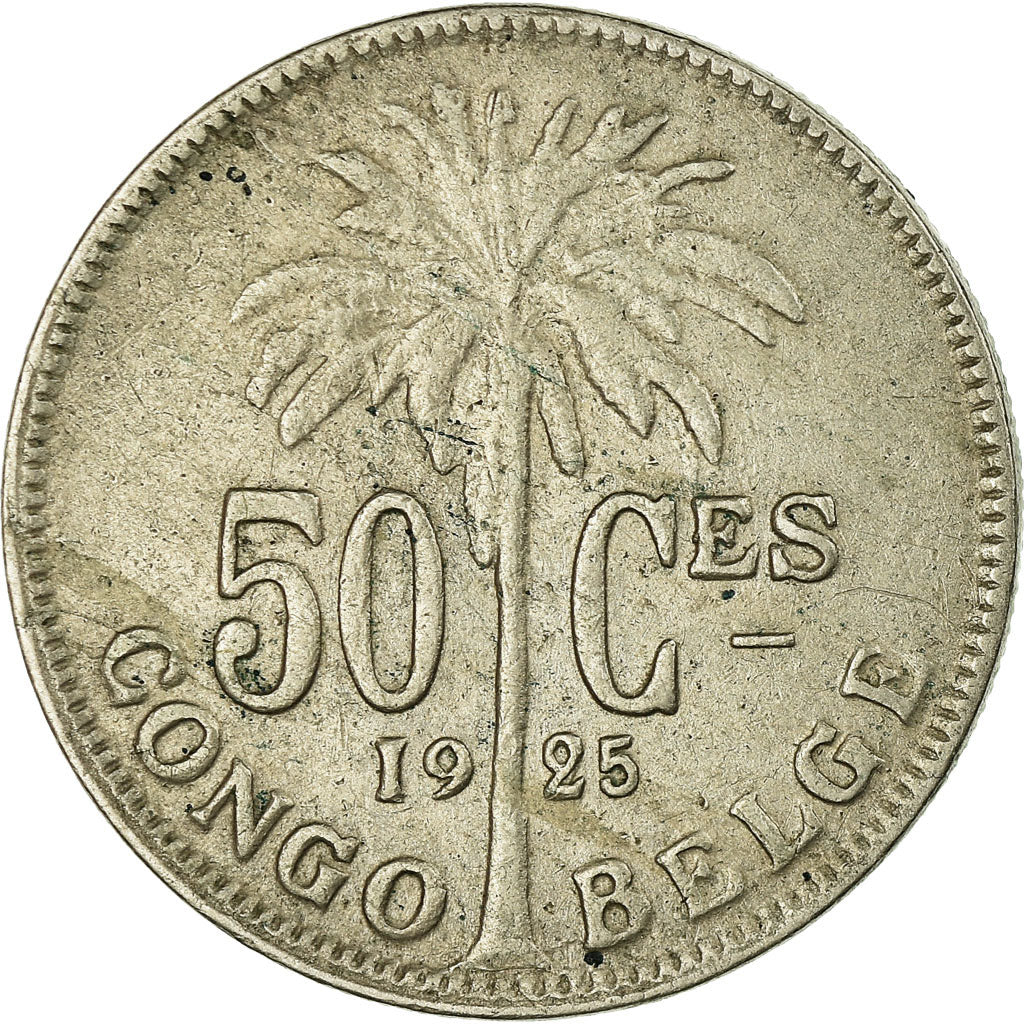Moneta, Congo belga, 50 Centimes, 1925, BB, Rame-nichel, KM:22