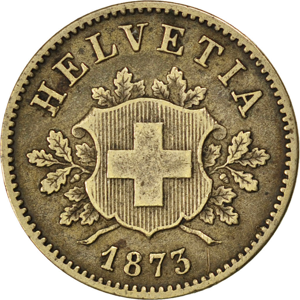 SWITZERLAND, 10 Rappen, 1873, Bern, KM #6, EF(40-45), Billon, 19.23, 2.46