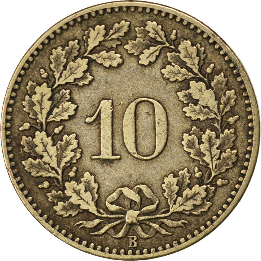 SWITZERLAND, 10 Rappen, 1873, Bern, KM #6, EF(40-45), Billon, 19.23, 2.46