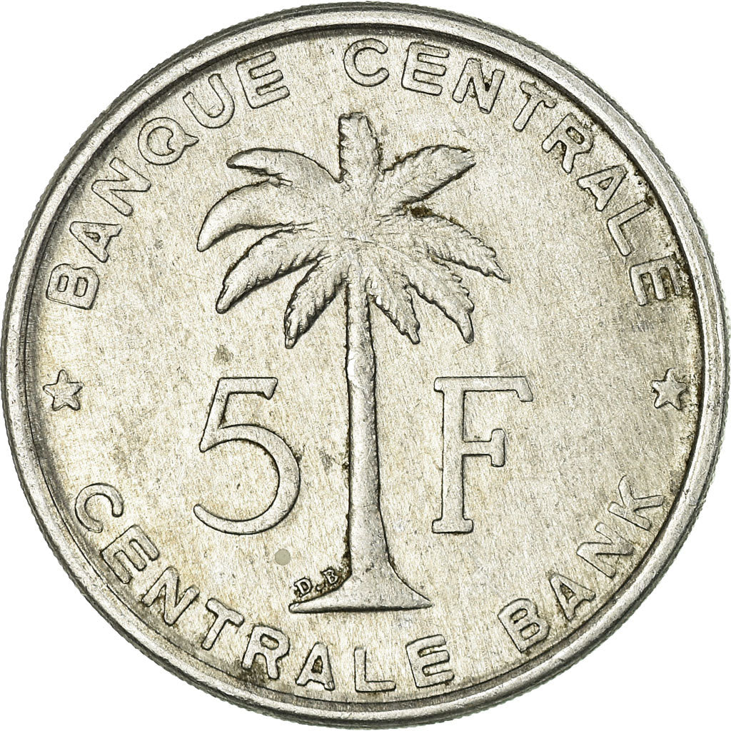 Coin, Belgian Congo, RUANDA-URUNDI, 5 Francs, 1956, EF(40-45), Aluminum, KM:3