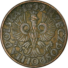 Moneda, Polonia, 5 Groszy, 1939, Warsaw, MBC, Bronce, KM:10a