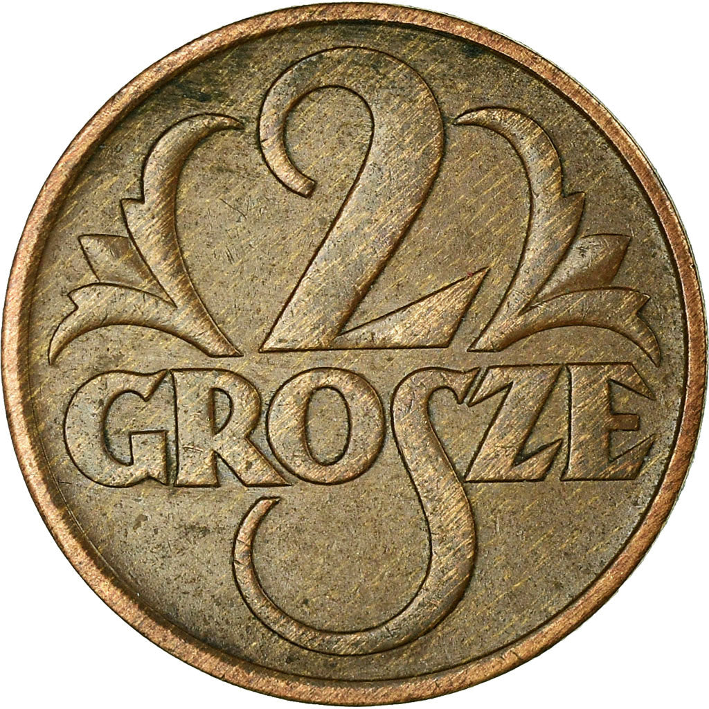 Moneda, Polonia, 2 Grosze, 1938, Warsaw, MBC, Bronce, KM:9a