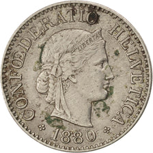 SWITZERLAND, 10 Rappen, 1880, Bern, KM #27, EF(40-45), Copper-Nickel, 19.15,...