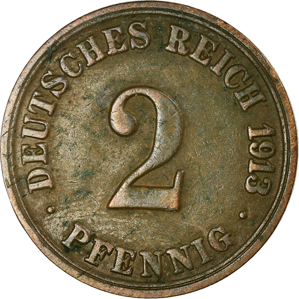 Münze, GERMANY - EMPIRE, Wilhelm II, 2 Pfennig, 1913, Berlin, SS, Kupfer, KM:16
