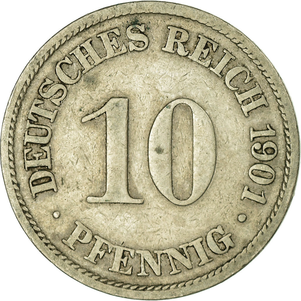 Moeda, ALEMANHA - IMPÉRIO, Wilhelm II, 10 Pfennig, 1901, Berlin, VF(30-35)