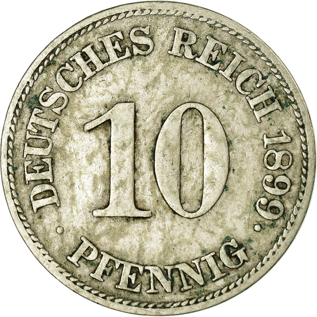 Moeda, ALEMANHA - IMPÉRIO, Wilhelm II, 10 Pfennig, 1899, Muldenhütten