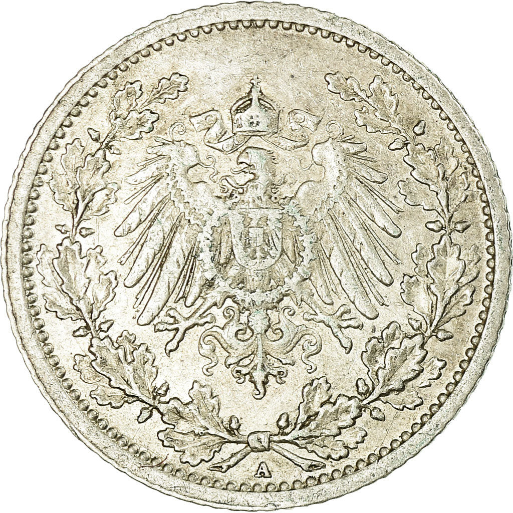 Coin, GERMANY - EMPIRE, 1/2 Mark, 1914, Berlin, EF(40-45), Silver, KM:17