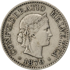 SWITZERLAND, 10 Rappen, 1879, Bern, KM #27, VF(30-35), Copper-Nickel, 19.15,...