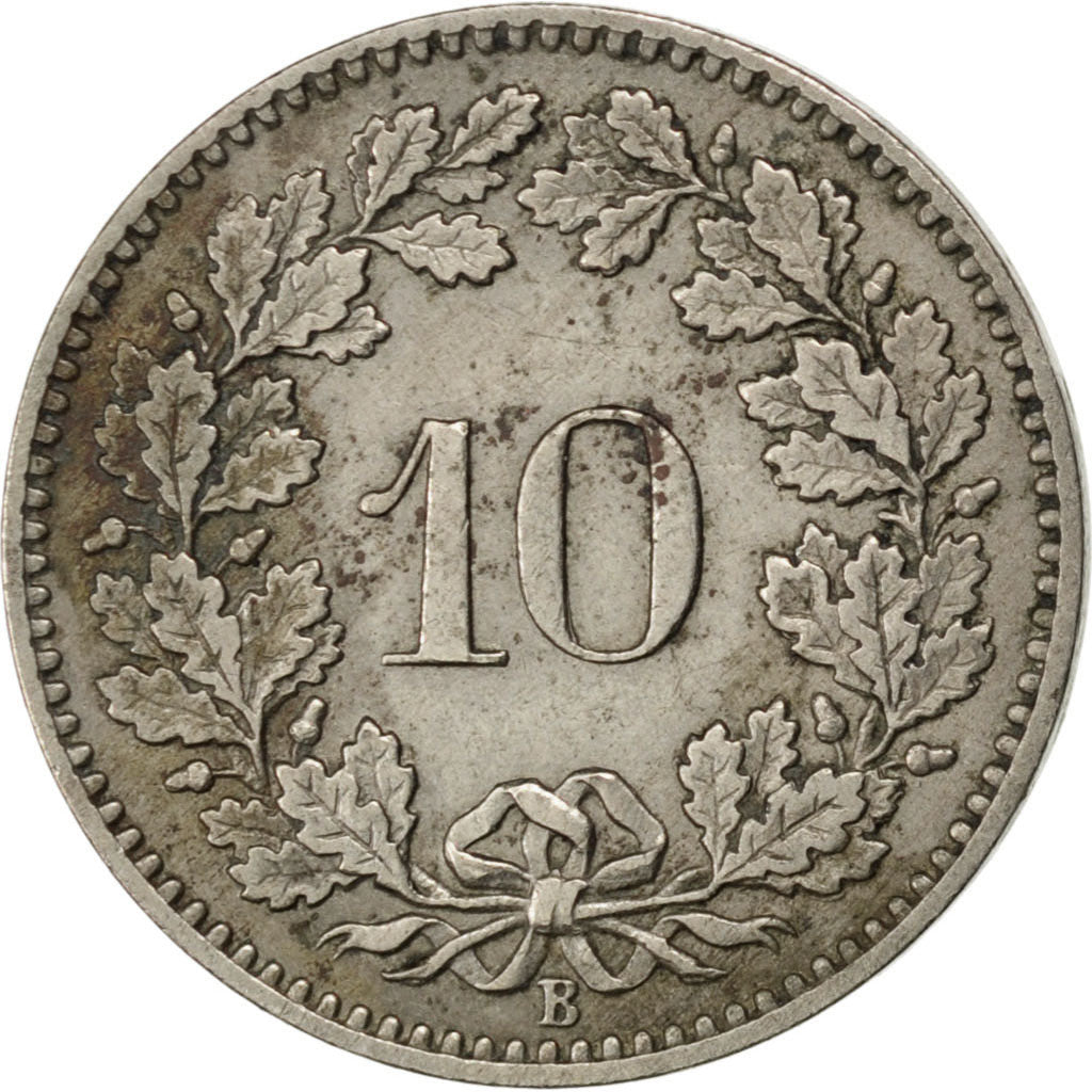 Svizzera, 10 Rappen, 1881, Bern, BB+, Rame-nichel, KM:27