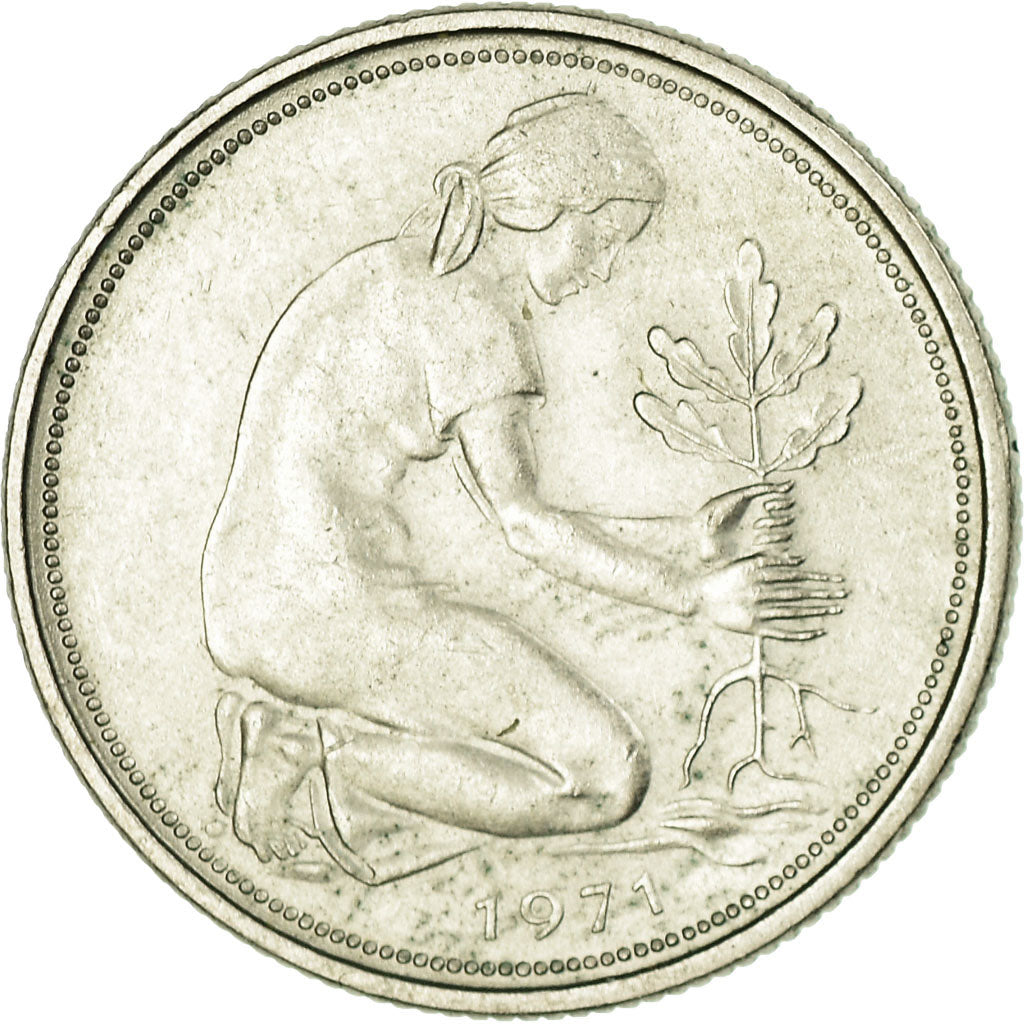 Münze, Bundesrepublik Deutschland, 50 Pfennig, 1971, Munich, VZ, Copper-nickel