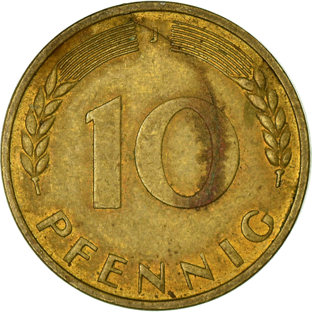 Coin, GERMANY - FEDERAL REPUBLIC, 10 Pfennig, 1967, Hambourg, VF(30-35), Brass