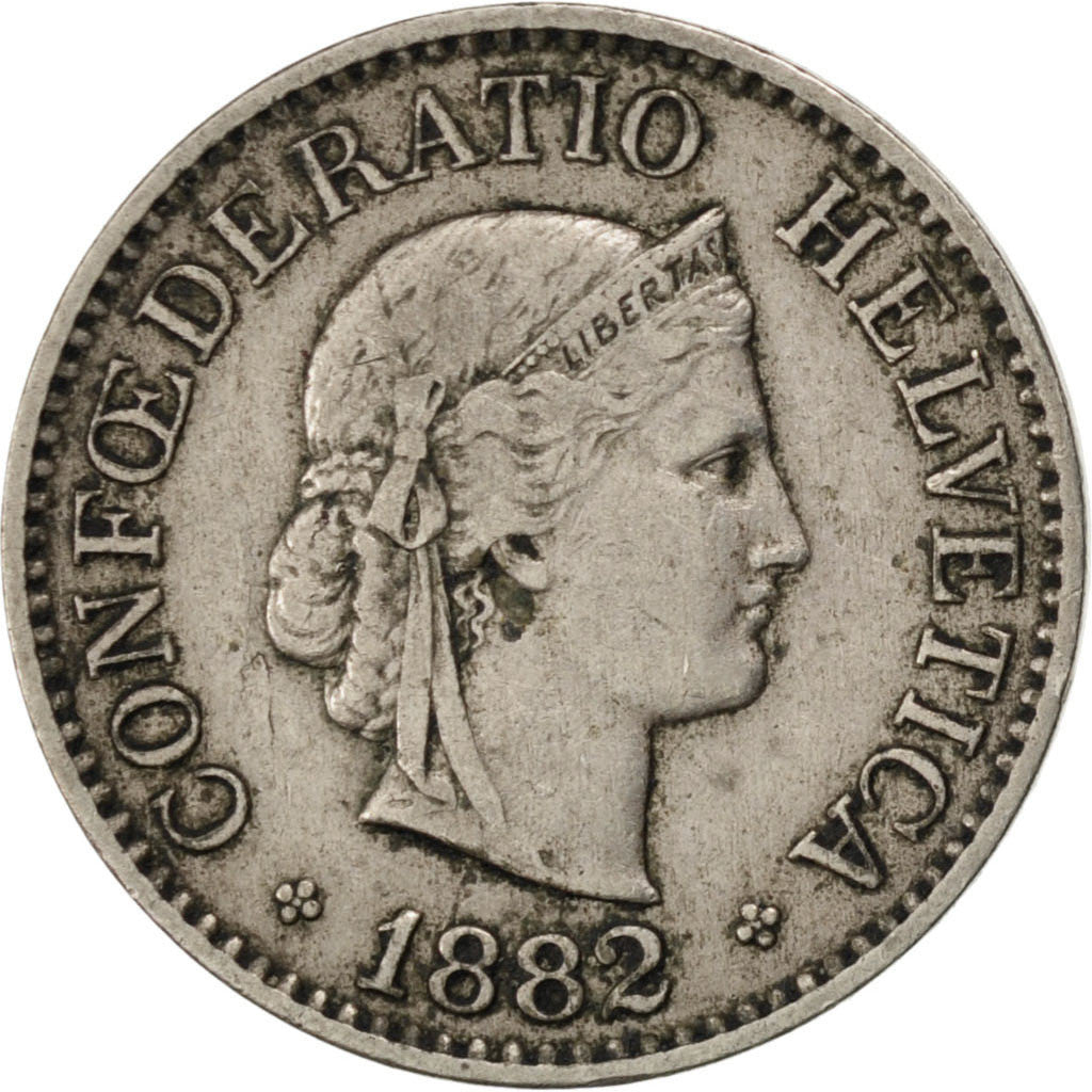 Coin, Switzerland, 10 Rappen, 1882, Bern, AU(50-53), Copper-nickel, KM:27