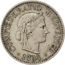 SWITZERLAND, 10 Rappen, 1884, Bern, KM #27, EF(40-45), Copper-Nickel, 19.15,...
