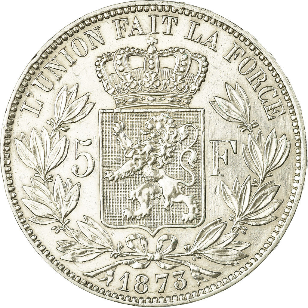 Coin, Belgium, Leopold II, 5 Francs, 5 Frank, 1873, MS(60-62), Silver, KM:24