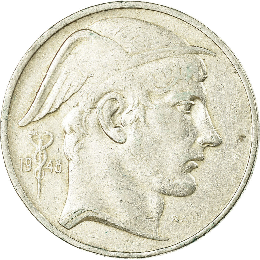 Coin, Belgium, 50 Francs, 50 Frank, 1948, EF(40-45), Silver, KM:137