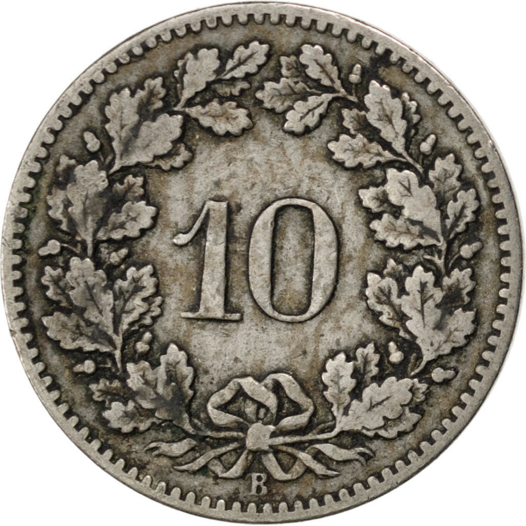Svizzera, 10 Rappen, 1894, Bern, MB+, Rame-nichel, KM:27