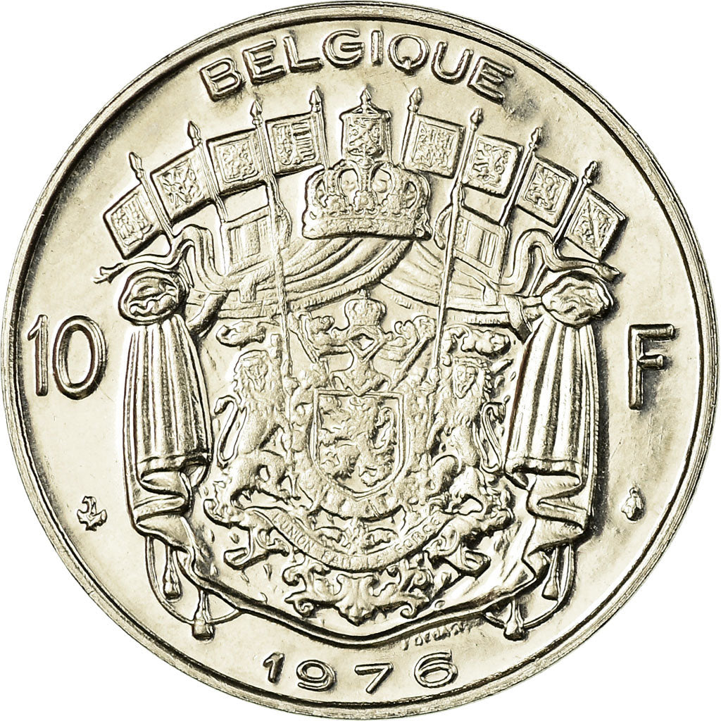Coin, Belgium, 10 Francs, 10 Frank, 1976, Brussels, MS(60-62), Nickel, KM:155.1