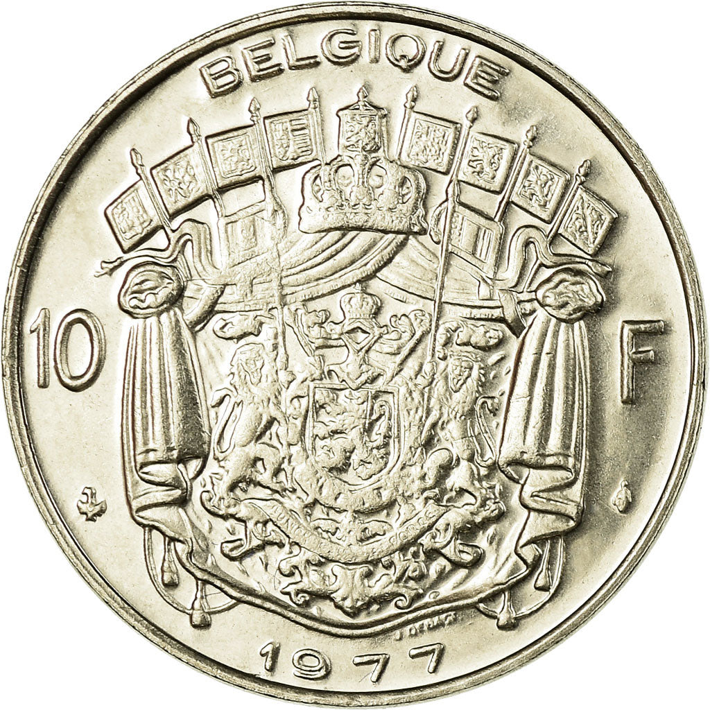 Coin, Belgium, 10 Francs, 10 Frank, 1977, Brussels, MS(63), Nickel, KM:155.1