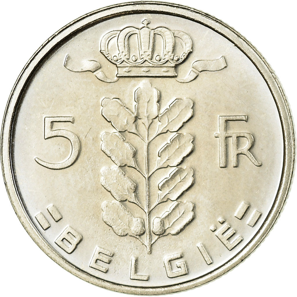 Coin, Belgium, 5 Francs, 5 Frank, 1977, MS(63), Copper-nickel, KM:135.1