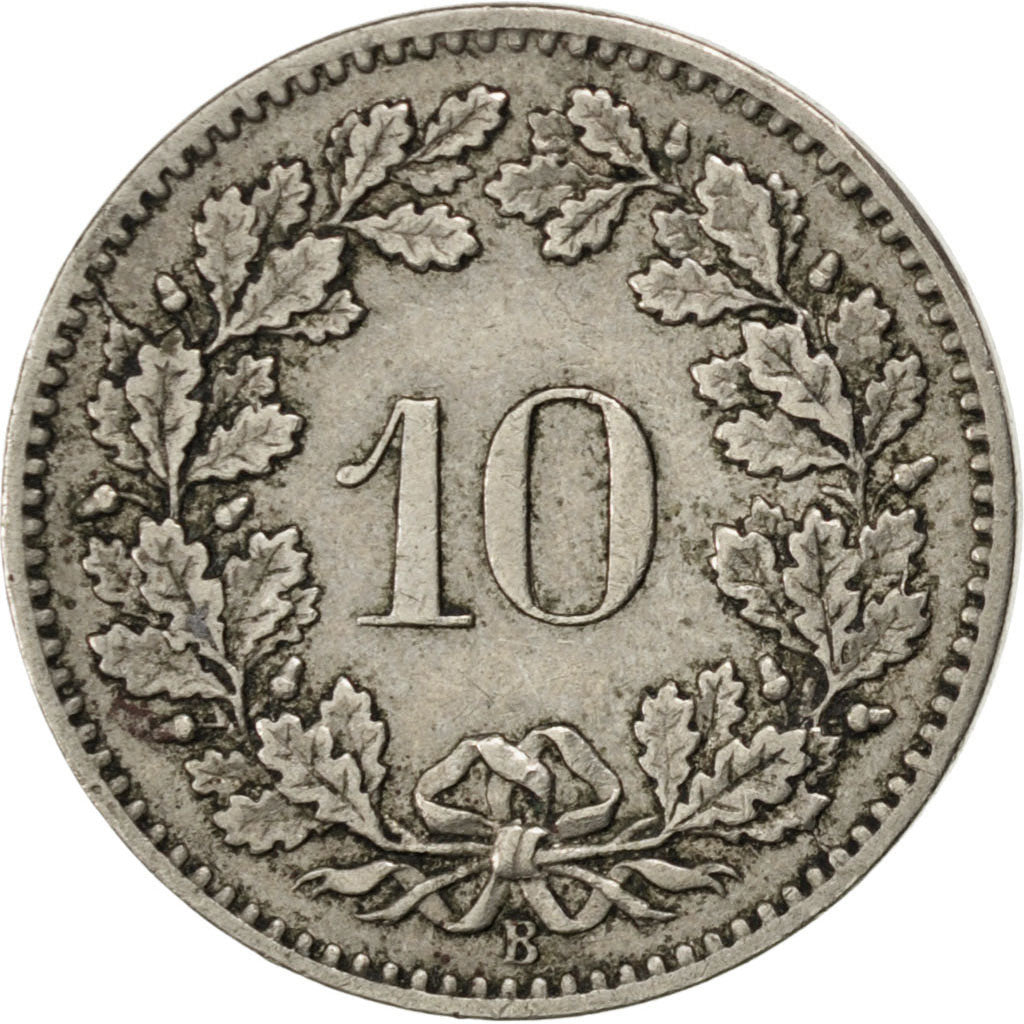 SWITZERLAND, 10 Rappen, 1898, Bern, KM #27, EF(40-45), Copper-Nickel, 19.15,...