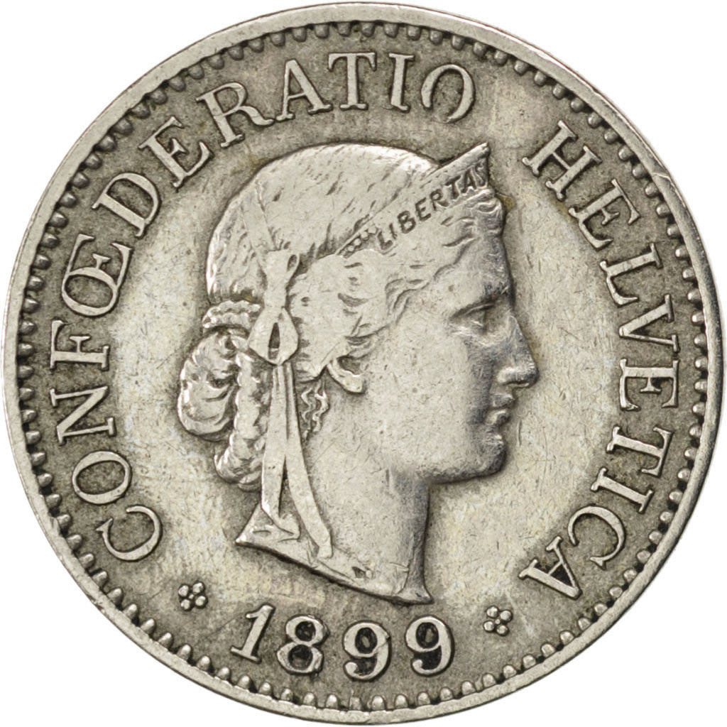Svizzera, 10 Rappen, 1899, Bern, MB+, Rame-nichel, KM:27