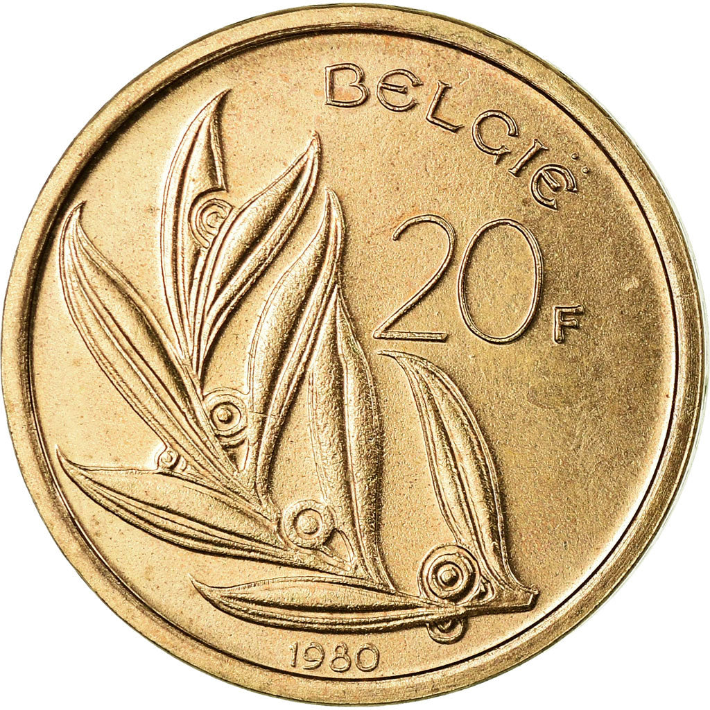 Coin, Belgium, 20 Francs, 20 Frank, 1980, MS(63), Nickel-Bronze, KM:160