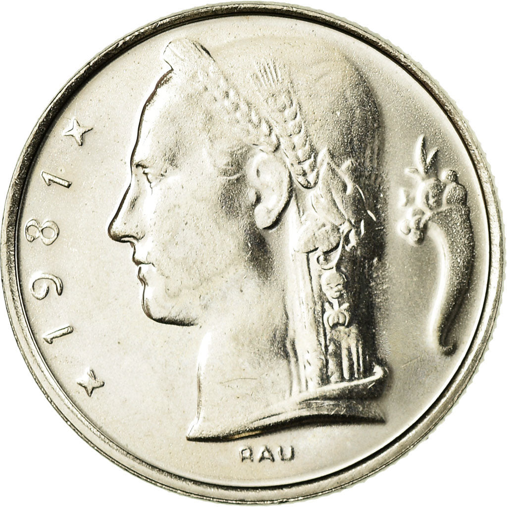 Coin, Belgium, 5 Francs, 5 Frank, 1981, MS(63), Copper-nickel, KM:134.1