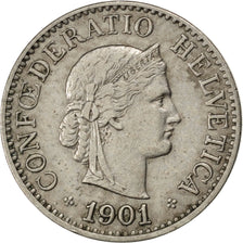SWITZERLAND, 10 Rappen, 1901, Bern, KM #27, EF(40-45), Copper-Nickel, 19.15,...