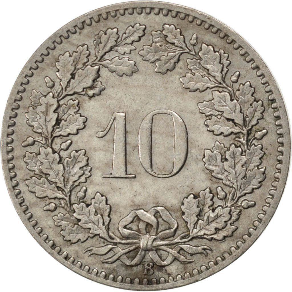 SWITZERLAND, 10 Rappen, 1901, Bern, KM #27, EF(40-45), Copper-Nickel, 19.15,...