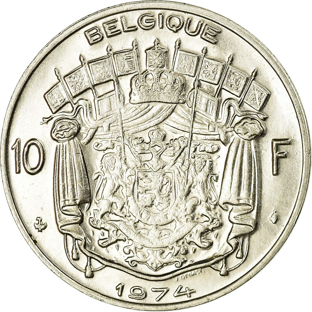 Münze, Belgien, 10 Francs, 10 Frank, 1974, Brussels, VZ+, Nickel, KM:155.1