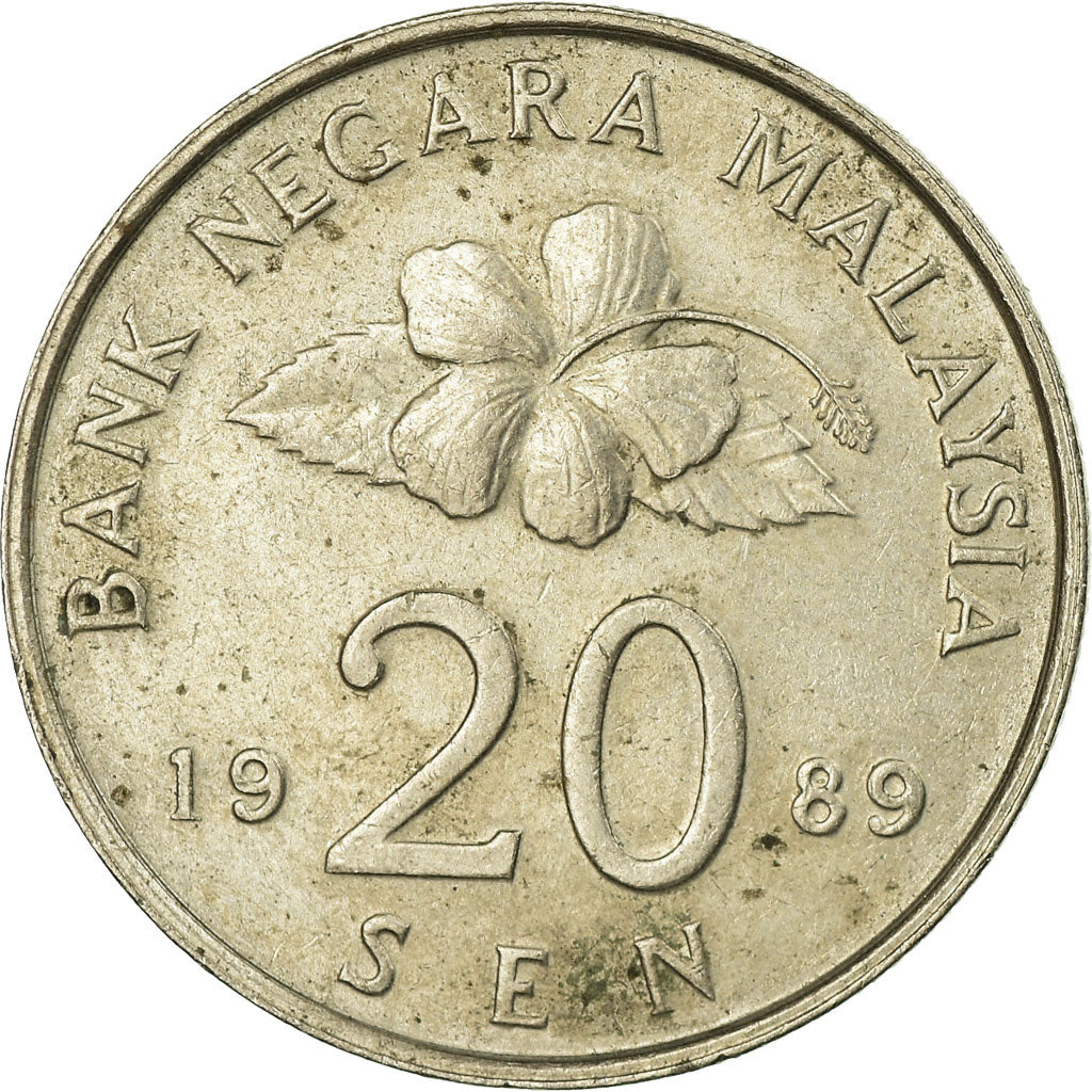 Coin, Malaysia, 20 Sen, 1989, EF(40-45), Copper-nickel, KM:52