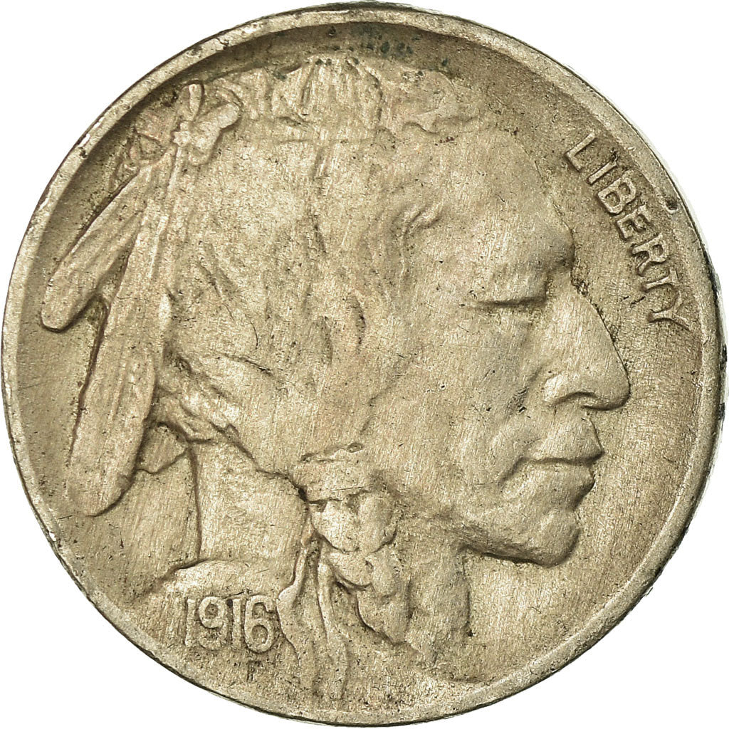 Moeda, Estados Unidos da América, Buffalo Nickel, 5 Cents, 1916, U.S. Mint