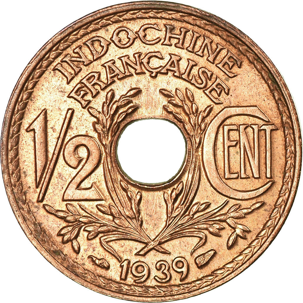 Münze, FRENCH INDO-CHINA, 1/2 Cent, 1939, Paris, VZ, Bronze, KM:20
