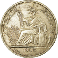 Moneta, INDOCINA FRANCESE, Piastre, 1908, Paris, FAUX, SPL-, Argento, KM:5a.1